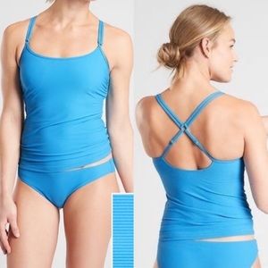 Athleta Aqua Blue Cloudbreak Ribbed Bra Size Tankini Swim Top Size 38B/C